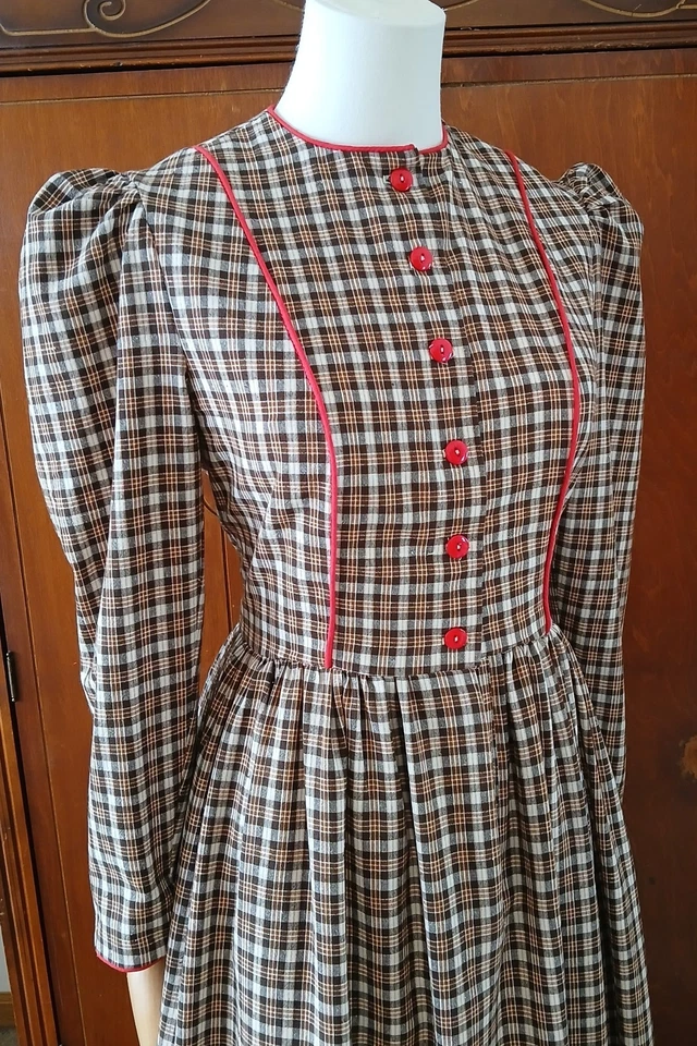 Новый XS Tartan пионер платье исторический костюм для Хэллоуина Ol West викторианский пионер - Изображение 3 из 4