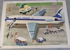 Affiche École Fernand Nathan 1966 numero  24 25 Air France Campagne Décoration 