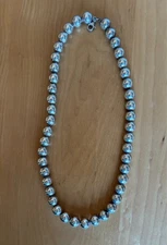 TIFFANY & CO Sterling Silver HardWear 10mm Bead Ball Necklace 18" Vintage & Bag