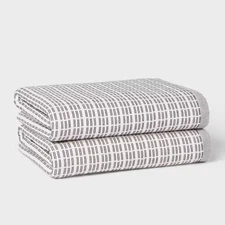 2pc Modern Dash Bath Towel Black/White - Threshold