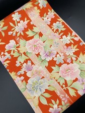 Boro Used Japanese Old Cloth Kimono Pure Silk Stylish Obi Stencil-dyed Fabric