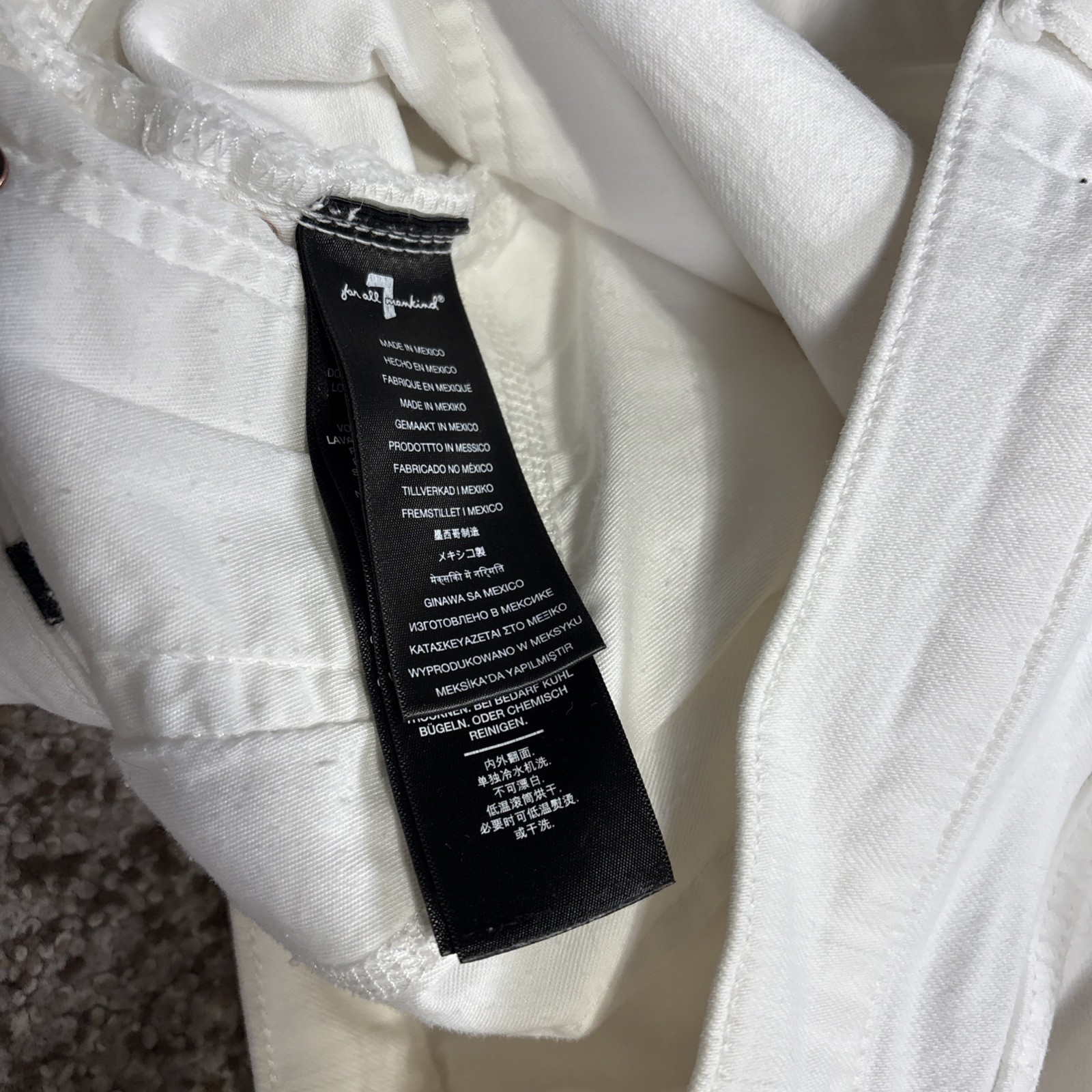 7 For All Mankind Slimmy Pants Mens 33 X 31 Distressed White Jeans - View 8