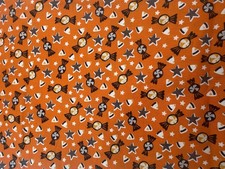 1 Yard Orange Candy Corn Sweets Halloween Stars Print