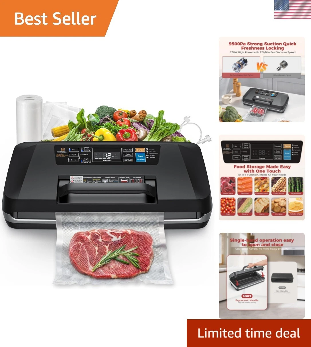 Vacuum Sealer Machine with 95KPa Suction – Full Automatic Commercial Grade Se...