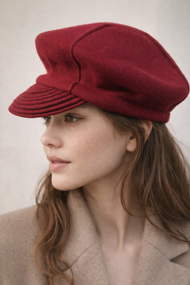 Preston & York Red Wool Newsboy Cap Womens Medium 22'' Made in Italy