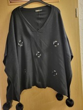 Winter PONCHO Damen Schwarz mit Bommel Gr. XL angenehm wärmend 