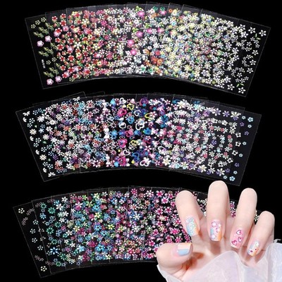 Nagelaufkleber Set: 30 bunte Blumen   selbstklebend, Nail Art DIY