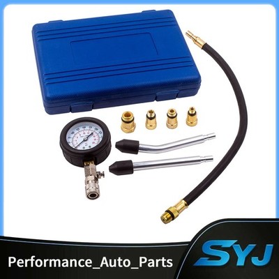 Cylinder Compression Pressure Tester Gauge Test Adaptor Pipes Tool Kit 0-300 PSI