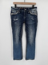 Rock Revival Jeans Women s 28 Ellor Slim Boot Cut Thick Stitch Embellished