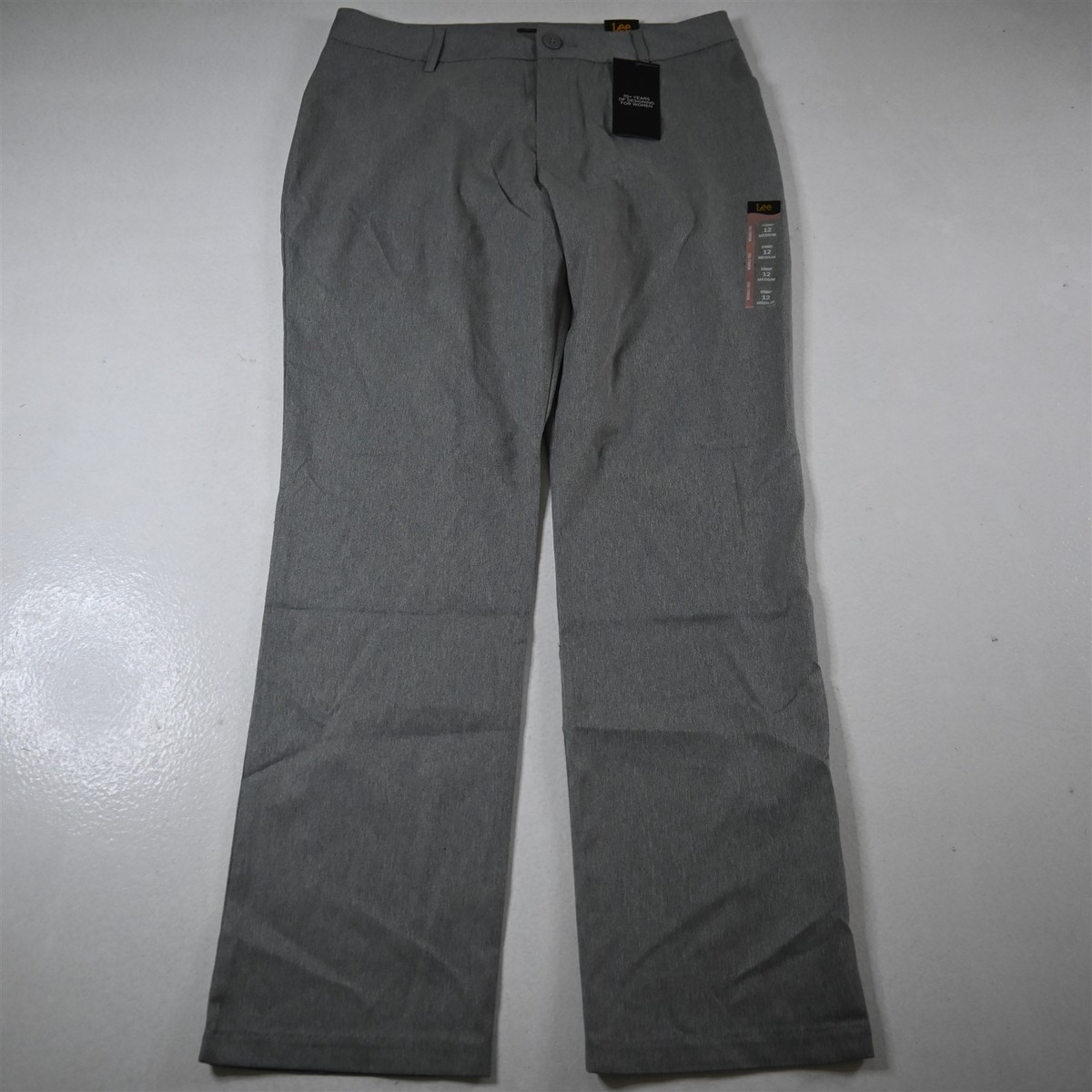 NEW Lee 12 Gray Wrinkle Free Mid Rise Straight Dress Womens Pants