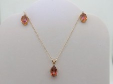 14k Citrine Diamond Jewelry Set Madeira Gold Solid Gift 2.34ct 18" November S040