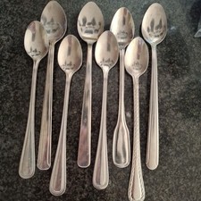 Lot of 8 Mismatched Iced Tea Spoons Stainless Steel 6-3/4  to 7-1/2  Long