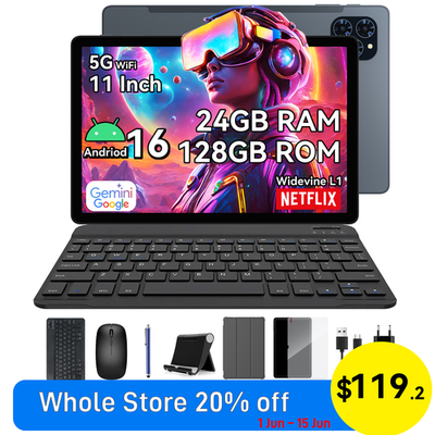 TABWEE T90 WiFi Tablet 11 Inch Andriod16 24GB+128GB 8000mAh Gemini