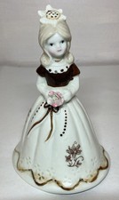 Campana de porcelana vintage Brinn Co beige y marrón dama de honor niña flor boda