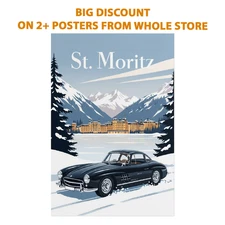 Mercedes Moritz Poster – Vintage Alpine Car Wall Art Print, Classic Travel Decor