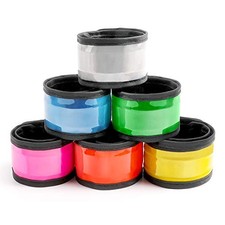 Pack of 6 LED Light Up Band Slap Bracelets Night Safety Wrist Band 6 colors