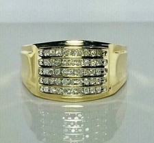 3 Ct Round Cut White Moissanite Men's Wedding Band Ring 14k Yellow Gold Plated