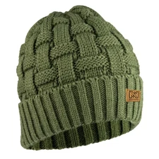 Mobile Warming Heated Cable Knitted Beanie Unisex Green One Size