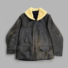 30-40's  Hercules Sears Front Quarter Horsehide Shawl Collar Car Coat Jacket