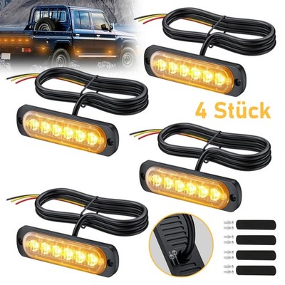 4x Frontblitzer LED Blitzlicht Warnleuchte Strobe Licht Gelb 12V KFZ LKW PKW DHL