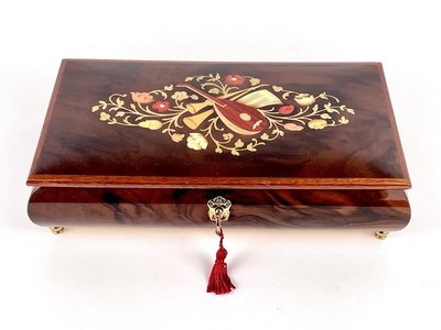 VTG Jewelry Box Miss Bellevue Italian Sorrento Music Box Handcrafted Inlaid Wood
