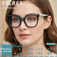 Women Cat Eye Blue Light Blocking Reading Glasses Clear Lens Presbyopic Glasses