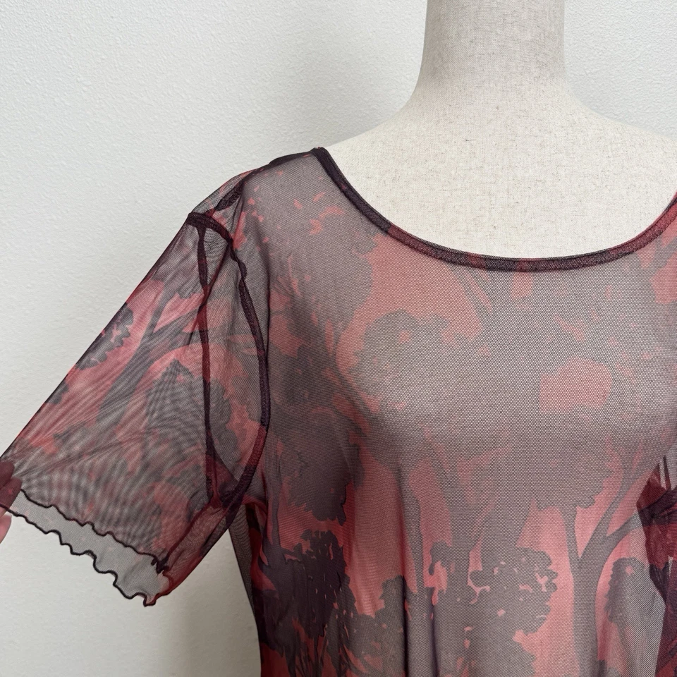 Vestido Maxi Whimsigoth Feminino Malha Transparente Extra Grande* Vermelho Moody Vamp Goblin Fada Grunge - Imagem 4 de 4