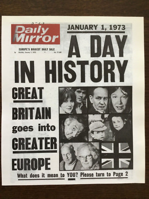 KLEINES POSTER/ZEITUNGSSEITE (8,5 x 7 ) 1973 GT. GROSSBRITANNIEN GEHT IN GROSSEUROPA