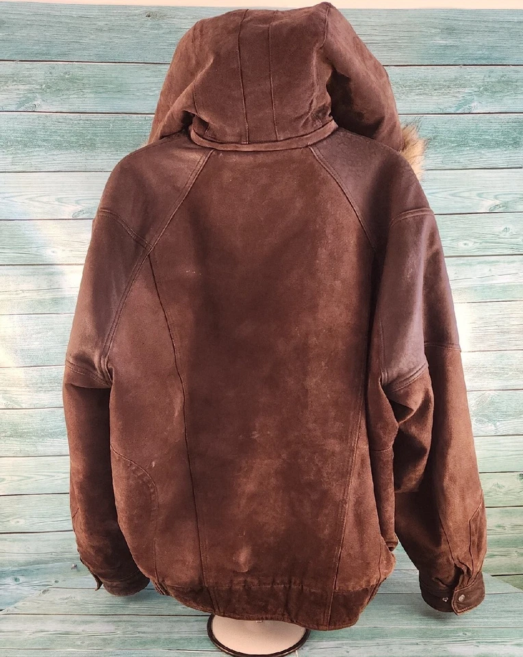 🔥Chaqueta pesada marrón 3XL de cuero vintage Phat Farm para hombre RARA🔥 Foto 3 de 4