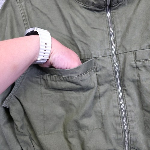 Old Navy Field Jacket Women L Green Funnel Neck Waist Tie Military Utility Twill - Picture 5 of 17