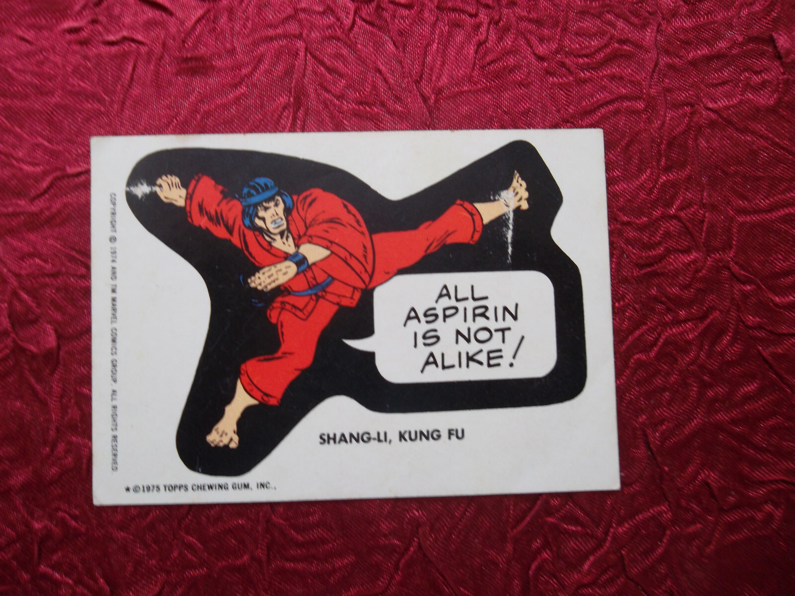 RARE 1970s AUS Scanlens Sticker Card Comic Book Heroes Marvel SHANG-LI, KUNG FU 