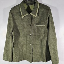 Sag Harbor Womens Sz 16 Blazer 5 Button 1 Pocket Collared Light Green Trim