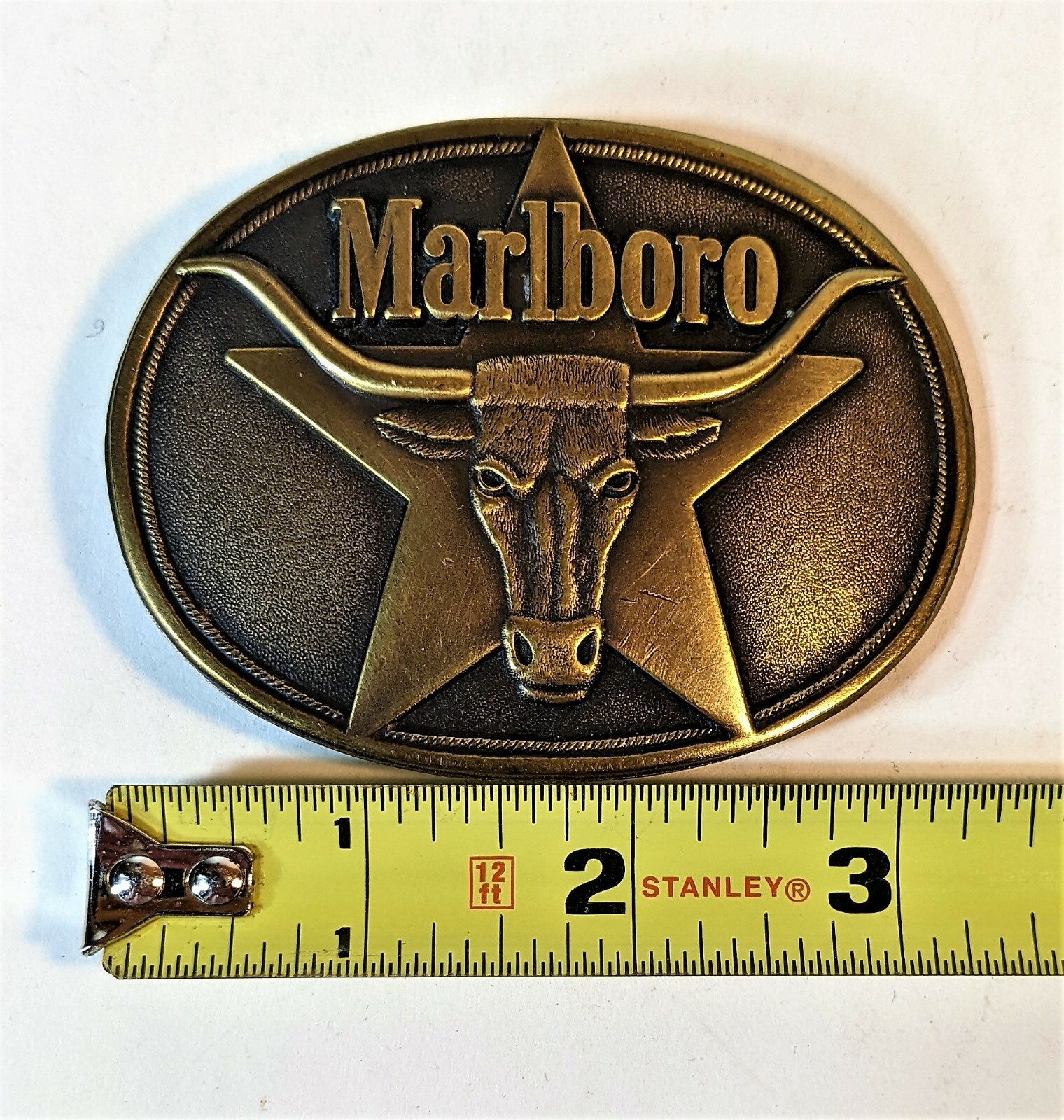 Solid Brass Belt Buckle Marlboro Longhorn Lone Star o… Gem