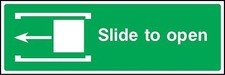 Slide to open left emergency door Safety sign 