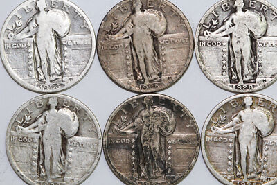 1925 1928 1926 1927-D 1925 1928 Standing Liberty Silver Quarters