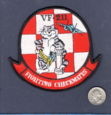 VF-211 CHECKMATES US NAVY Grumman F-14 TOMCAT MASCOT 4.5'' Squadron Patch