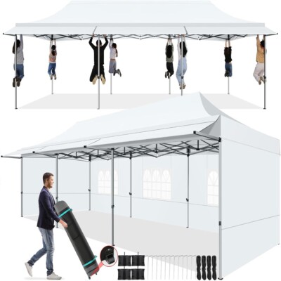 NEW 10x30' Pop up Canopy Tent with Awning Heavy Duty Commercial Street Gazebo#US