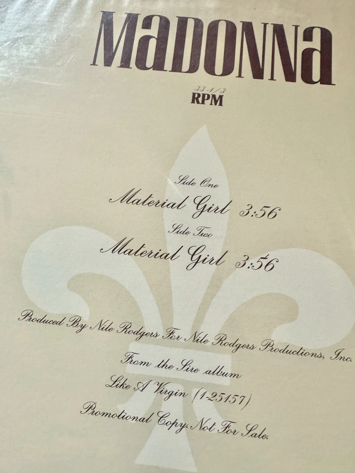 MADONNA INCREDIBLE  1984 SEALED LP LOGO MATERIAL GIRL PROMO RECORD LIKE A VIRGIN - Image 4 of 4