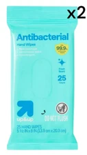Antibacterial Wipes - 25 Count* Fresh Scent Travel Size (Pack Of 2)