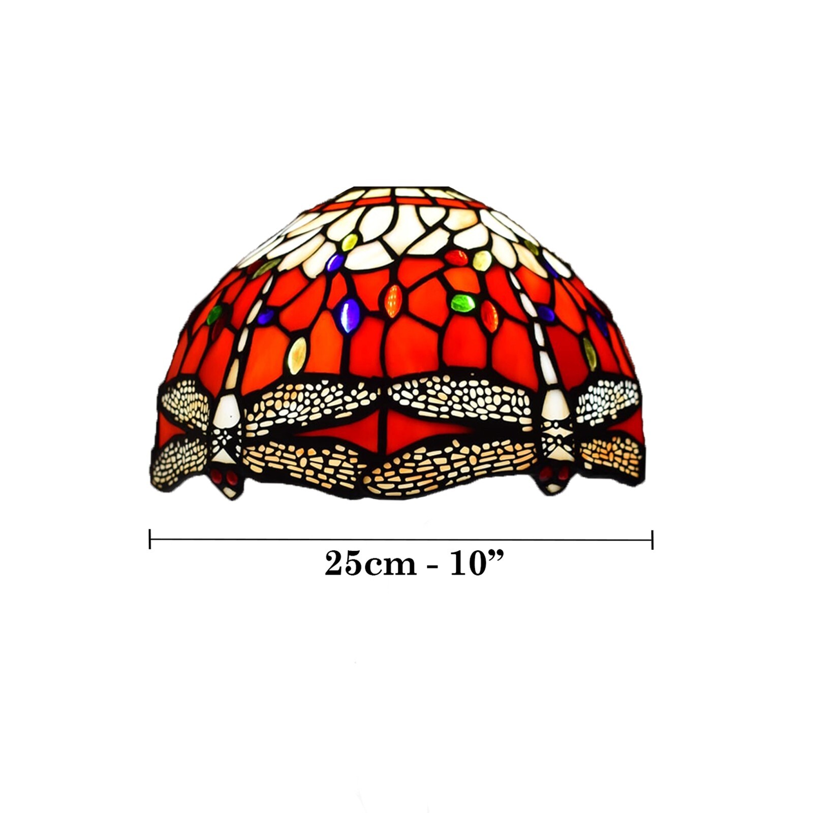 Tiffany Style Multicolor Dragonfly 10 Inch Red Table Ceiling Pendant