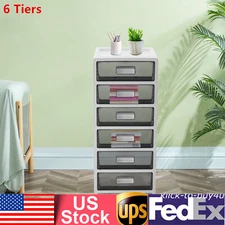 6 Tiers Plastic Detachable Desktop Storage Box Office Sorting Cabinet Organizer
