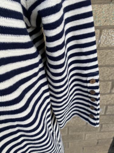 J.Jill Navy& Cream Nautical Striped Cotton Pullover Sweater.3/4 Sleeve Small.NEW - Picture 4 of 20