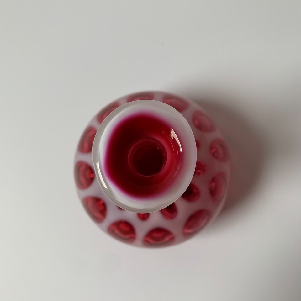 Vintage Fenton Glassware Cranberry Coin Dot Barber Bottle Vase 6.5 eBay