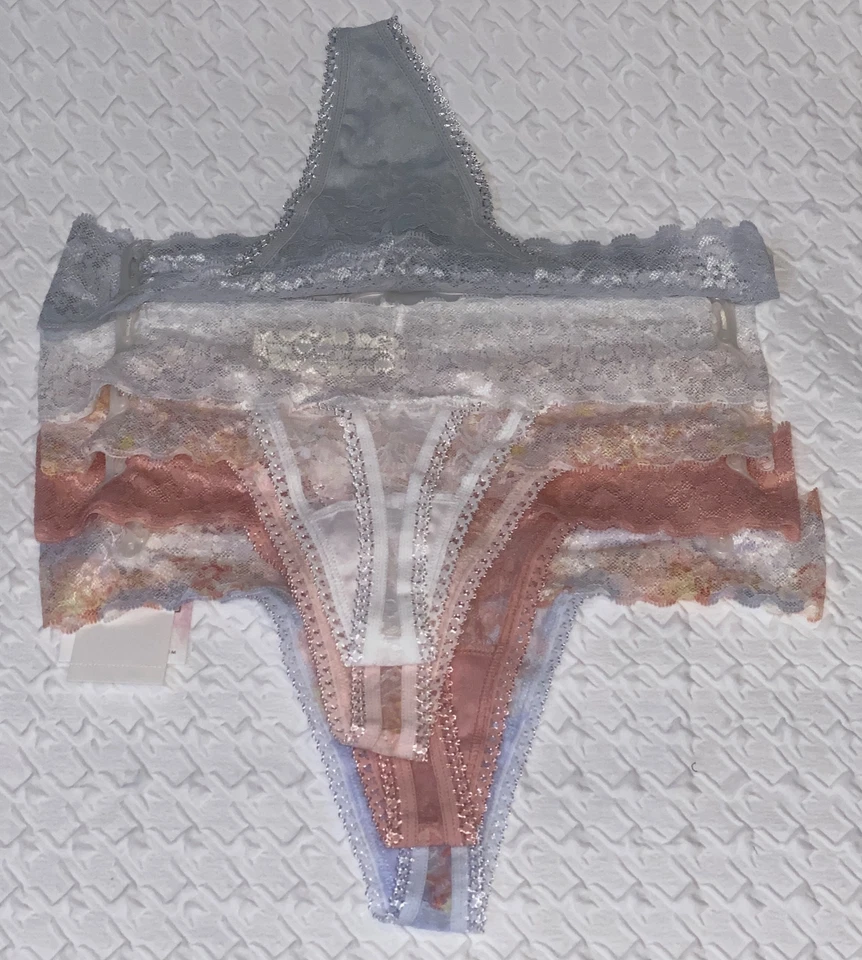 Paquete de 5 bragas JESSICA SIMPSON clásicas de encaje rosa gris rosa claro rosa para mujer S 5 Foto 3 de 4