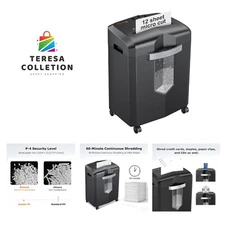 12-Sheet Micro Cut Shredders for Home Office, 60 Minute P-4 Security Level Pa...