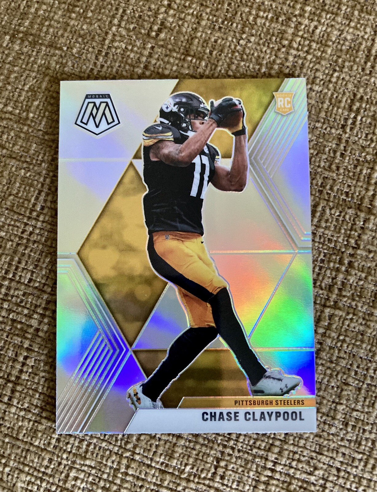 CHASE CLAYPOOL 2020 PANINI MOSAIC SILVER HOLO PRIZM RC #220 ROOKIE STEELERS
