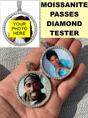 925 Silver Custom Hip Hip Photo Pendant Iced Memory MOISSANITE PASSES TEST GRA