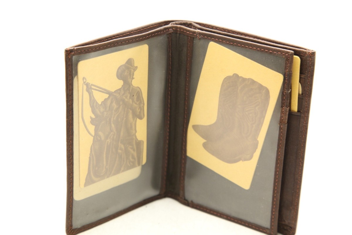 Portefeuille Cuir Véritable Noir Motif Cowboy – Neuf Sans étiquette, 13x9 Cm