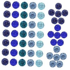 10mm Grade A Rhinestone Beads for Baseball Necklace-Round Disco Ball Beads Blue