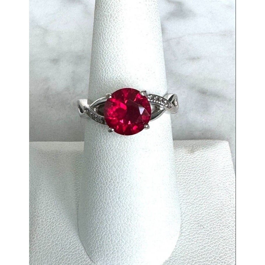 925 Sterling Silver Lab-Created Ruby And Natural … - image 2